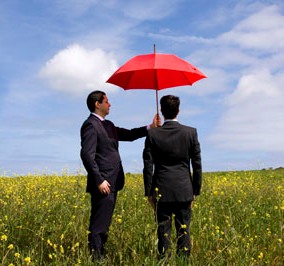 men and umbrella